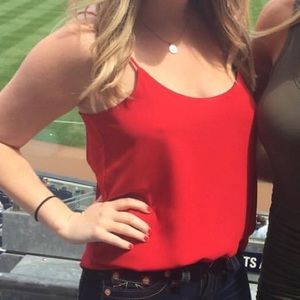 Reversible red and navy blouse